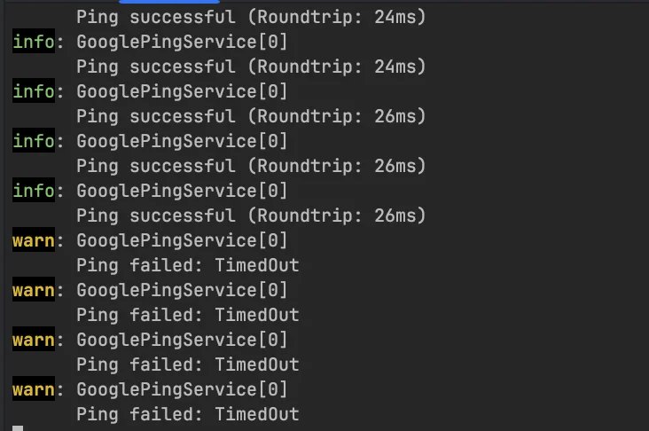 Warning messages showing ping failures after disconnecting wifi