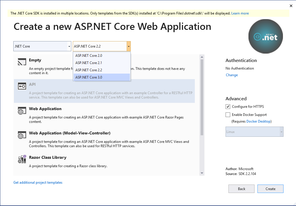 ASP.NET Core 3.0 not showing on Visual Studio 2019